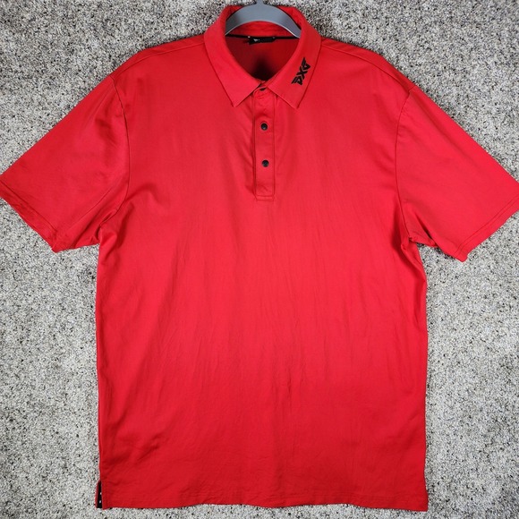 PXG Other - PXG Polo Shirt Mens Medium Red Athletic Snap Button Performance Golf Excellent